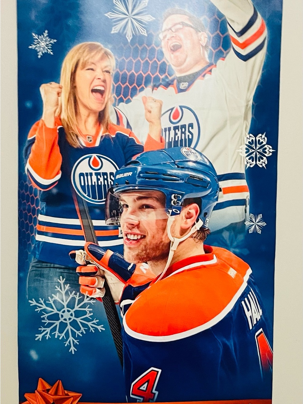 NHL Edmonton Oilers Blue and Orange Team Celebration Poster